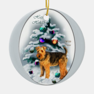 Welsh Terrier Christmas Gifts Ceramic Tree Decoration