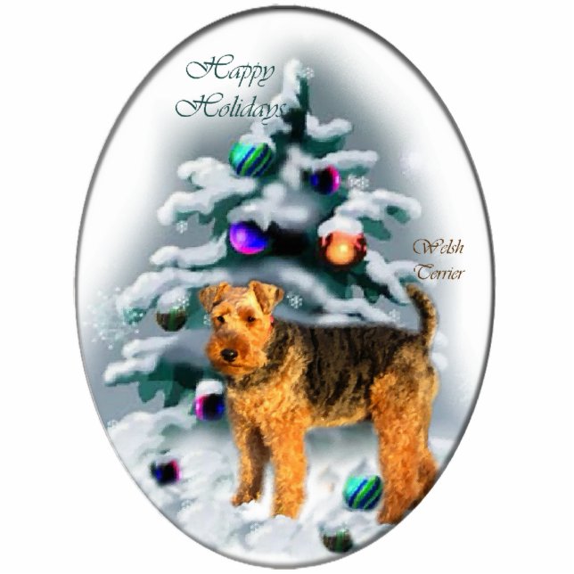 Welsh Terrier Christmas Gifts Ornament Photo Sculpture Decoration (Front)