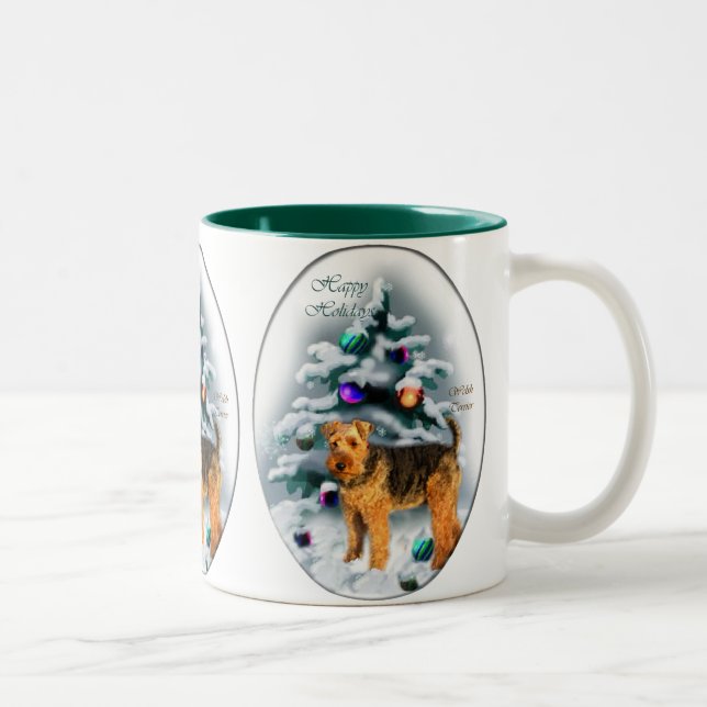 Welsh Terrier Christmas Gifts Two-Tone Coffee Mug (Right)