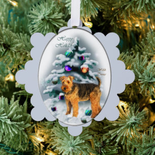 Welsh Terrier Christmas Tree Decoration Card