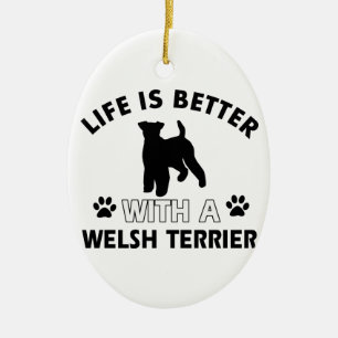 Welsh Terrier dog breed designs Ceramic Tree Decoration