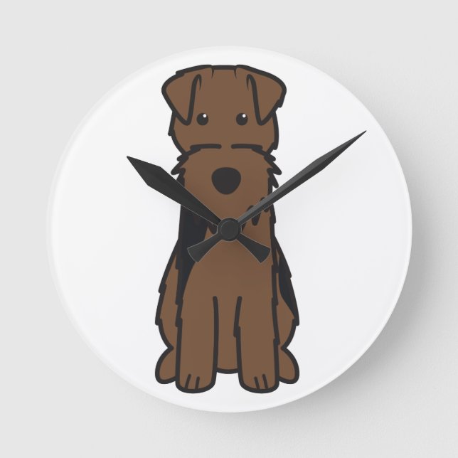 Welsh Terrier Dog Cartoon Round Clock (Front)