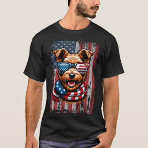Welsh Terrier Dog Lover Us Flag 4th Of July Patrio T-Shirt