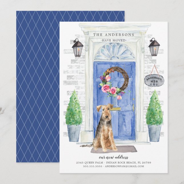 Welsh Terrier Front Door Moving Announcement (Front/Back)