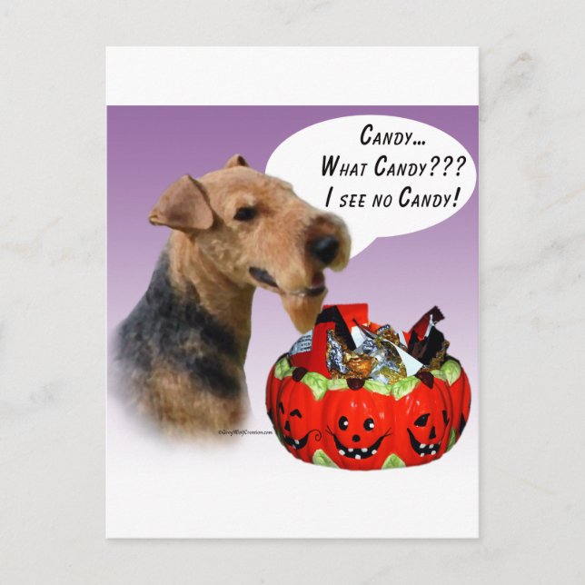 Welsh Terrier Halloween Candy Postcard (Front)