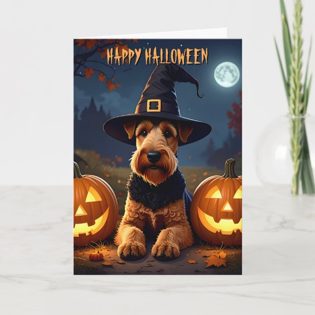 Welsh Terrier Halloween Card (Front)