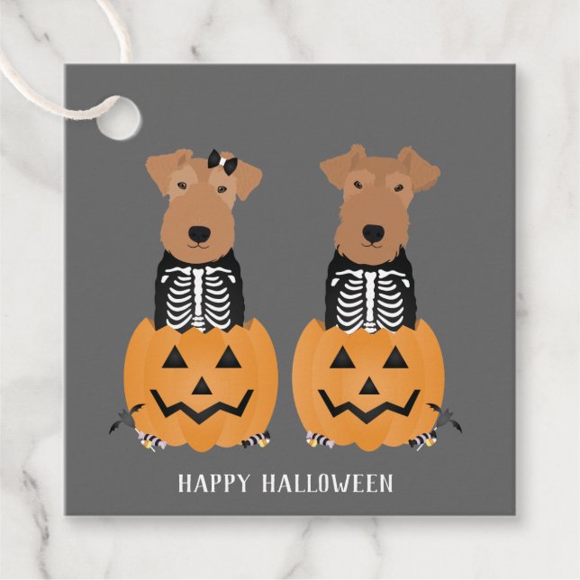 Welsh Terrier Halloween Skeleton Favour Tags (Front)