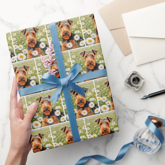 Welsh Terrier In Daisy Field Wrapping Paper (Gifting)