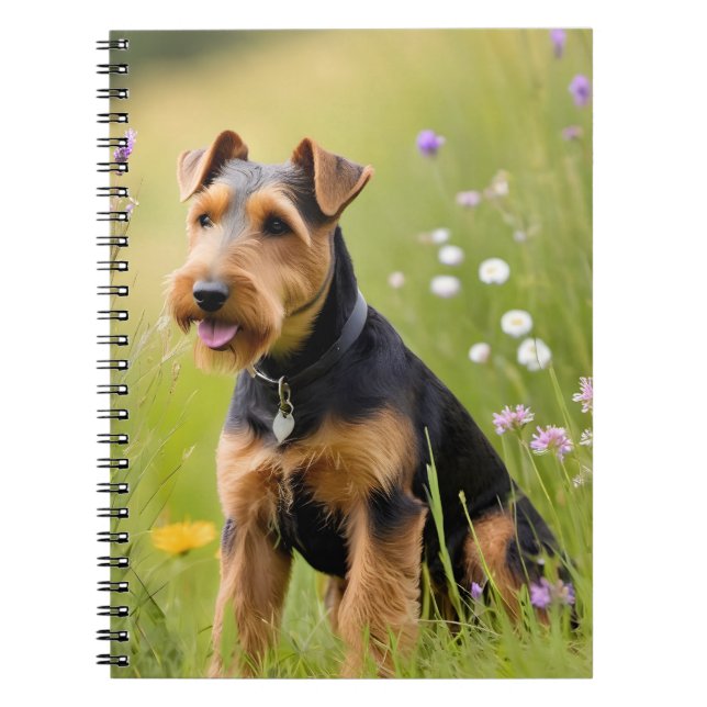 Welsh Terrier In Wildflower Meadow Notebook (Front)