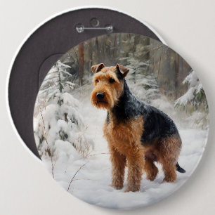 Welsh Terrier Let It Snow Christmas  6 Cm Round Badge