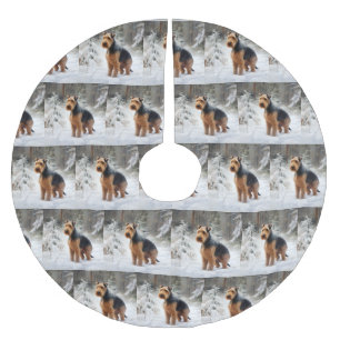 Welsh Terrier Let It Snow Christmas  Brushed Polyester Tree Skirt