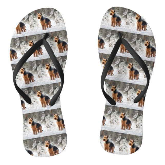 Welsh Terrier Let It Snow Christmas  Flip Flops (Footbed)