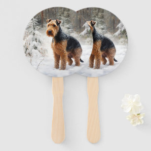 Welsh Terrier Let It Snow Christmas  Hand Fan