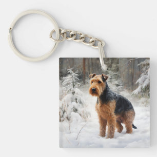 Welsh Terrier Let It Snow Christmas  Key Ring