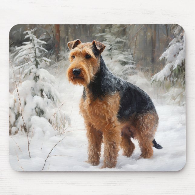 Welsh Terrier Let It Snow Christmas  Mouse Mat (Front)