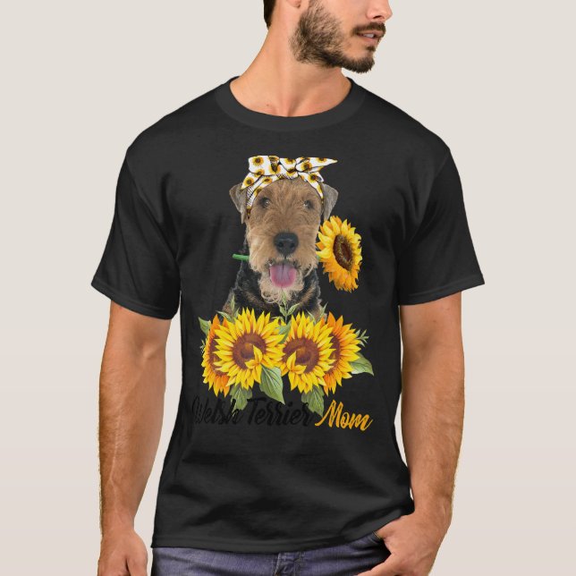 Welsh Terrier Mum Sunflower Summer Dog Mum Mama Wo T-Shirt (Front)