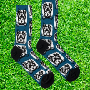 Welsh Terrier Navy Puppy Personalised Theme Socks