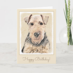 Welsh Terrier Painting - Cute Original Dog Art Card