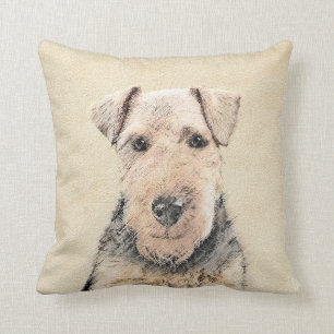 Welsh Terrier Painting - Cute Original Dog Art Cushion