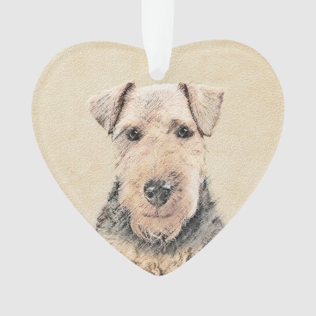 Welsh Terrier Painting - Cute Original Dog Art Ornament (Front)