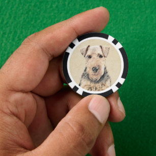 Welsh Terrier Painting - Cute Original Dog Art Poker Chips