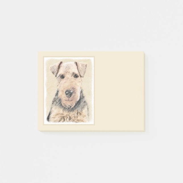 Welsh Terrier Painting - Cute Original Dog Art Post-it Notes (Front)