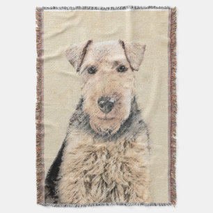 Welsh Terrier Painting - Cute Original Dog Art Throw Blanket