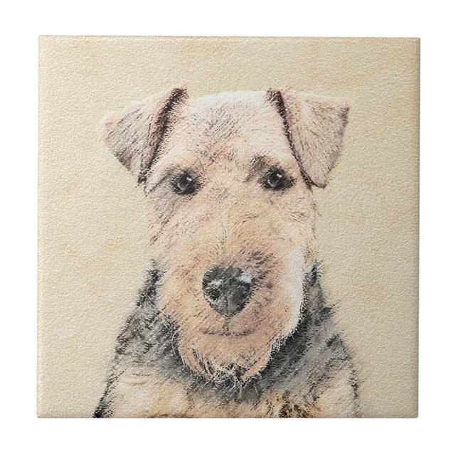 Welsh Terrier Painting - Cute Original Dog Art Tile (Front)