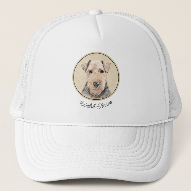 Welsh Terrier Painting - Cute Original Dog Art Trucker Hat (Front)