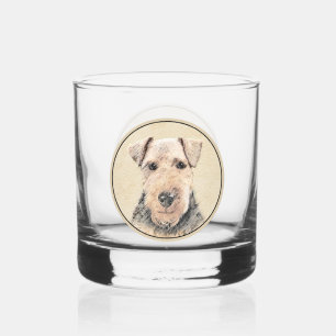 Welsh Terrier Painting - Cute Original Dog Art Whiskey Glass