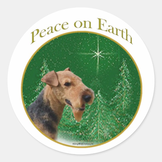 Welsh Terrier Peace Classic Round Sticker (Front)