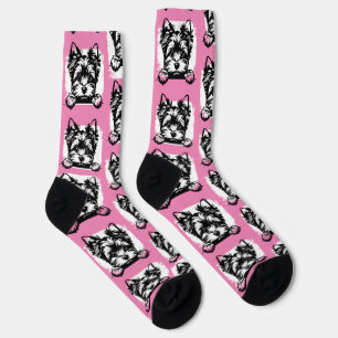 Welsh Terrier Pink Puppy Personalised Theme Socks