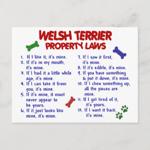 WELSH TERRIER Property Laws 2 Postcard