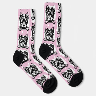 Welsh Terrier Puppy Pink Dots Theme Socks