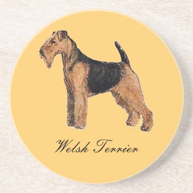 Welsh Terrier Sandstone Coaster (Front)