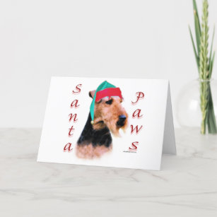 Welsh Terrier Santa Paws Holiday Card