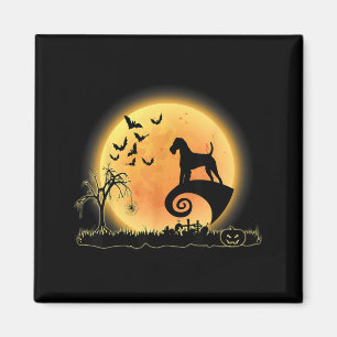 Welsh Terrier Scary And Moon Dog Funny Halloween Magnet