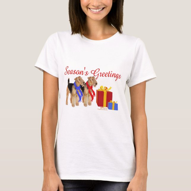 Welsh Terrier Seasons Greetings T-Shirt (Front)