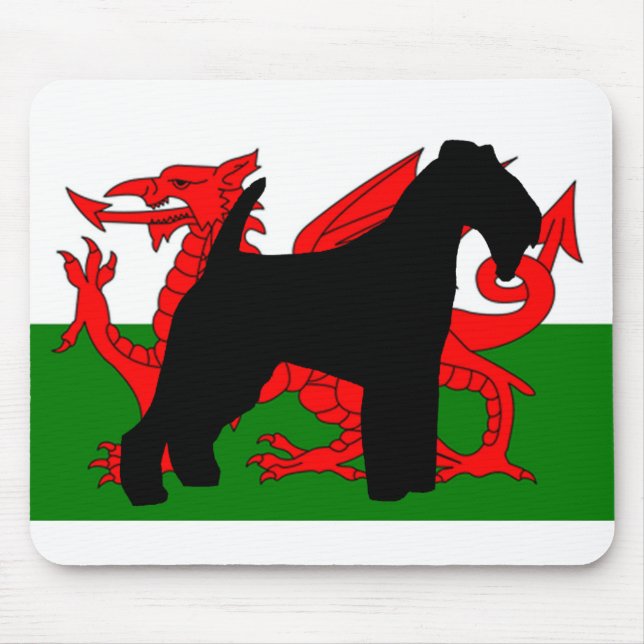 welsh terrier silhouette wales flag.png mouse mat (Front)