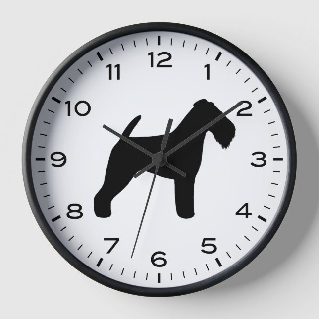 Welsh Terrier Silhouette with Numbers and Minutes Clock (Front)