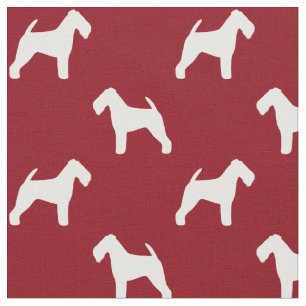 Welsh Terrier Silhouettes Pattern Red Fabric