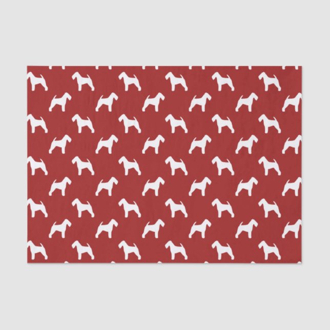 Welsh Terrier Silhouettes Pattern Red Tissue Paper (Front)