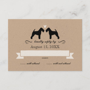 Welsh Terrier Silhouettes Wedding RSVP Reply Card