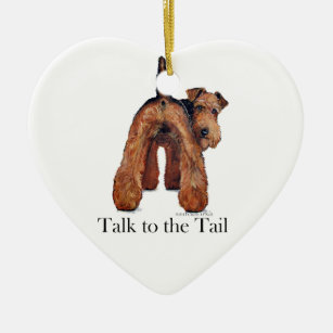 Welsh Terrier Tail Ceramic Tree Decoration