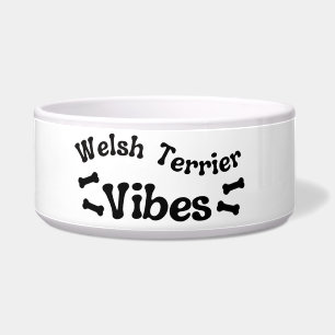 Welsh Terrier Vibes Ceramic Dog Bowl 
