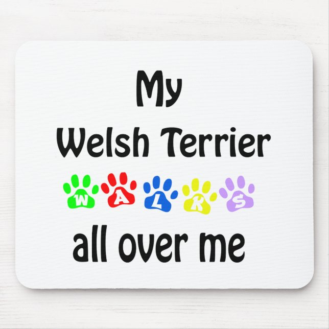 Welsh Terrier Walks Design Mouse Mat (Front)