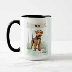 Welsh Terrier Watercolor Personalised Dog Mug