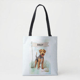Welsh Terrier Watercolor Personalised Dog Tote Bag