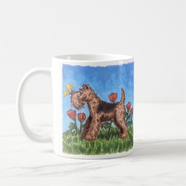 Welsh terrier with poppies 11oz. mug (Left)