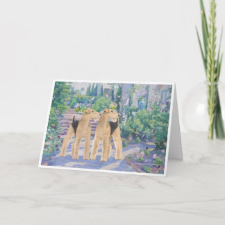 Welsh Terriers in a Lavendar Garden Card